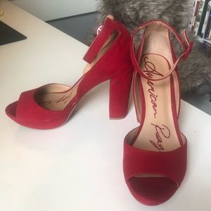 Red Chunky Heels